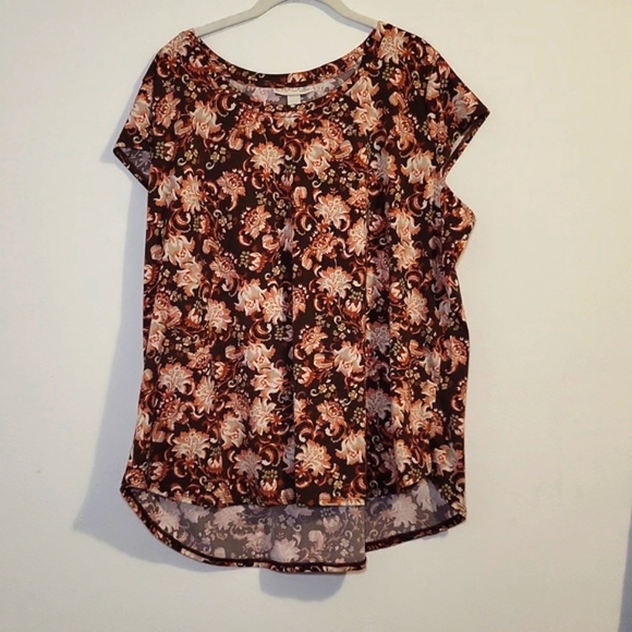 Brown Floral Top Bouse Emaline Woman 2X - Picture 6 of 6